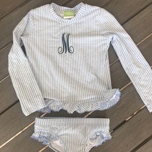 Classic Whimsy girls swim. Size 6. Monogrammed M.